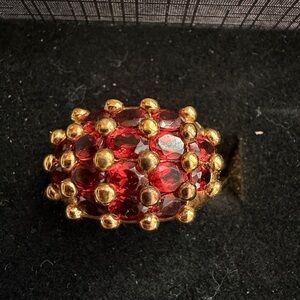 Vintage Garnet Ring Gold Plated 925 Sterling Silver Size 7.75 DBJ Thailand
